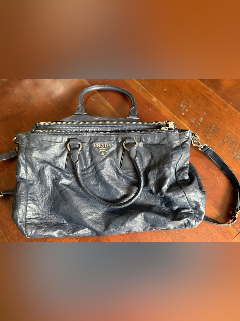 Prada Black Leather Satchel with Gold Hardware - Picture 2 of 7